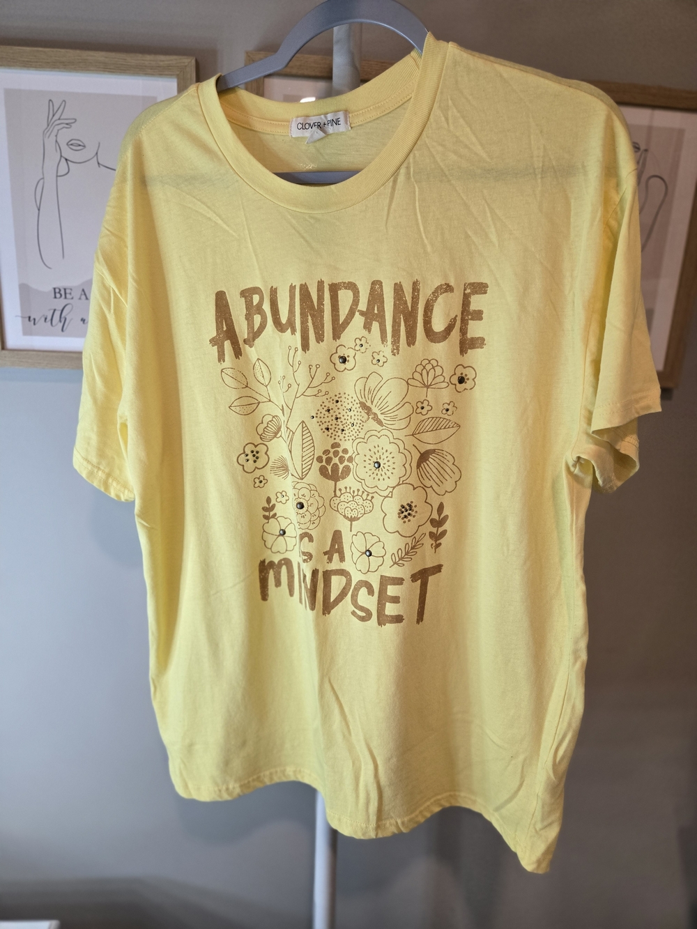 Yellow 'Abundance Is A Mindset' Short Sleeve Graphic Tee